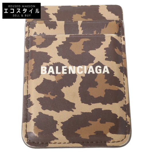 BALENCIAGA バレンシアガ CASH レオパード柄 マグネット式 カードポケット スマホポケット カードケース