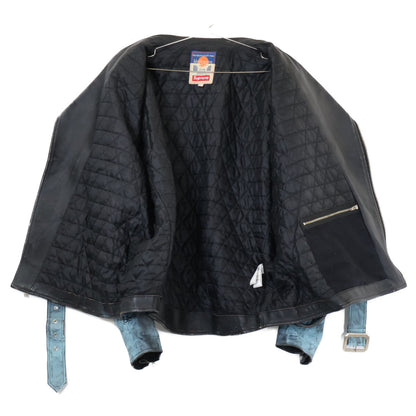 Supreme シュプリーム xBLACKMEANS ブラックミーンズ【美品/国内正規/23FW】PAINTED ペイントレザー ダブルライダースジャケット ジャケット