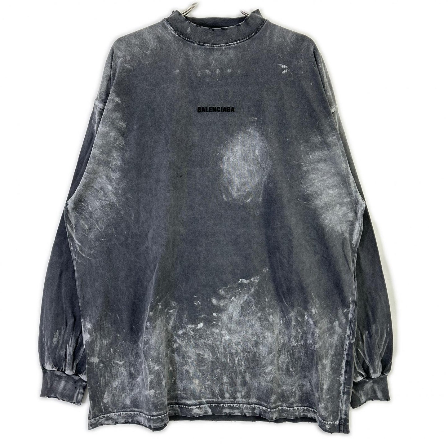BALENCIAGA バレンシアガ 796917 バックロゴ ダメージ加工 ロングスリーブTシャツ トップス
