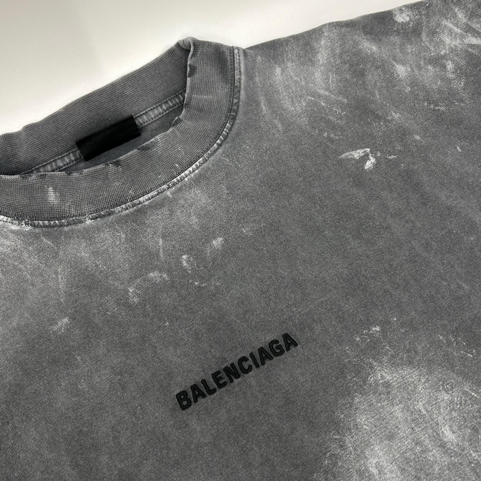 BALENCIAGA バレンシアガ 796917 バックロゴ ダメージ加工 ロングスリーブTシャツ トップス