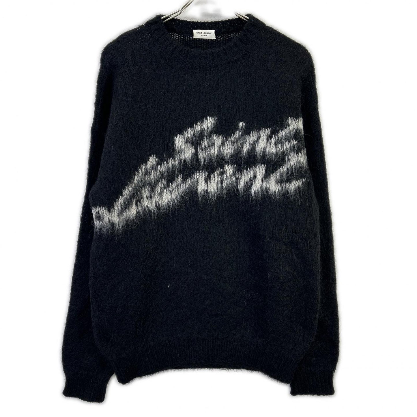 SAINT LAURENT PARIS サンローランパリ 712176 Y75SQ ブラック ロゴ モヘアニットセーター トップス