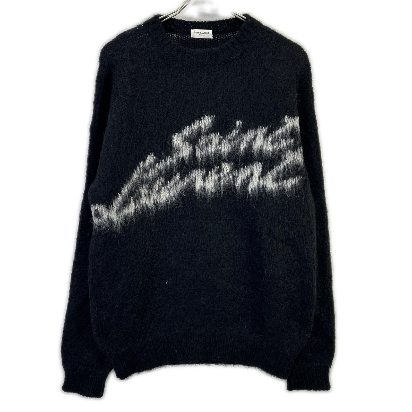 SAINT LAURENT PARIS サンローランパリ 712176 Y75SQ ブラック ロゴ モヘアニットセーター トップス