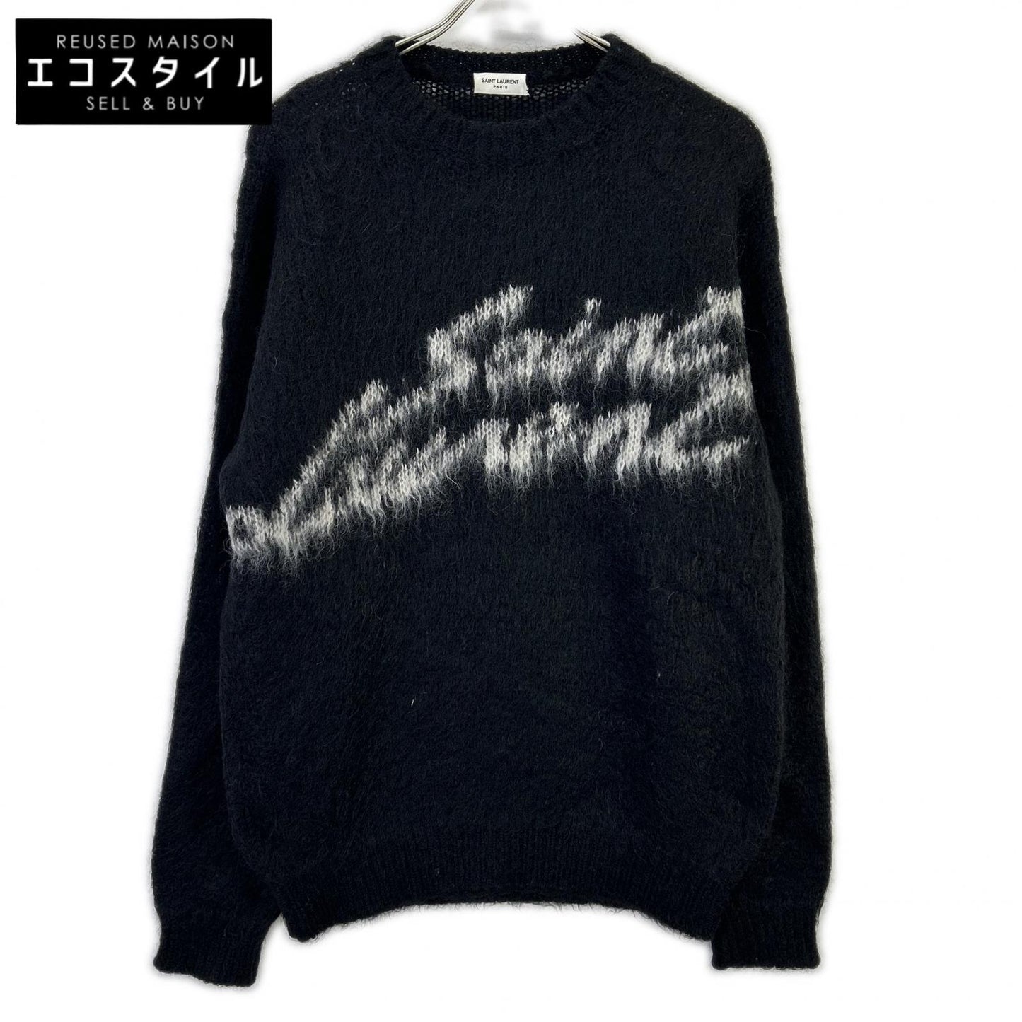 SAINT LAURENT PARIS サンローランパリ 712176 Y75SQ ブラック ロゴ モヘアニットセーター トップス