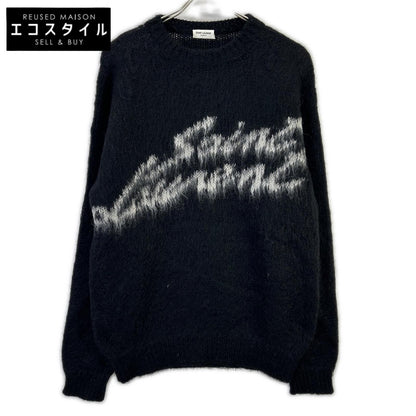 SAINT LAURENT PARIS サンローランパリ 712176 Y75SQ ブラック ロゴ モヘアニットセーター トップス
