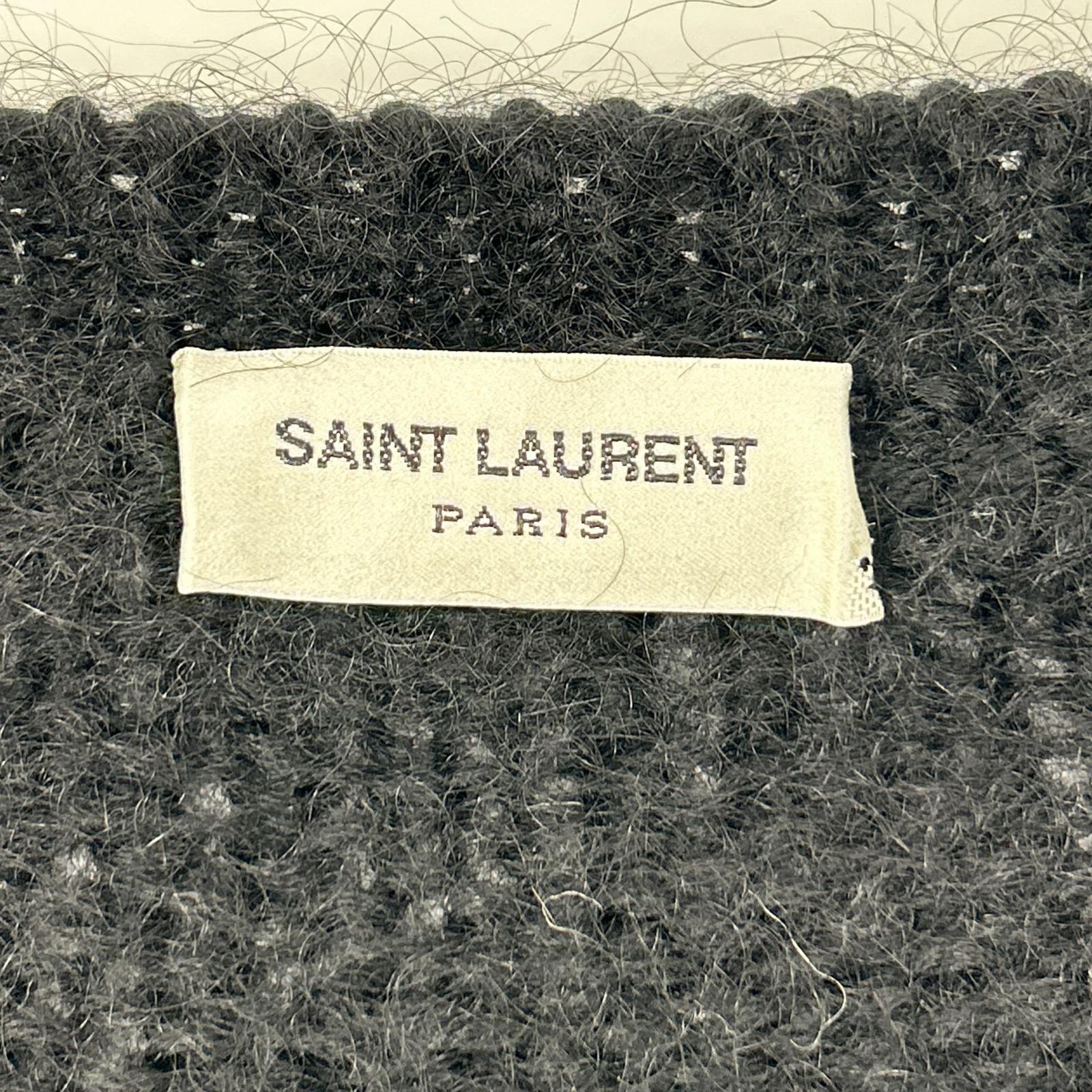 SAINT LAURENT PARIS サンローランパリ 712176 Y75SQ ブラック ロゴ モヘアニットセーター トップス