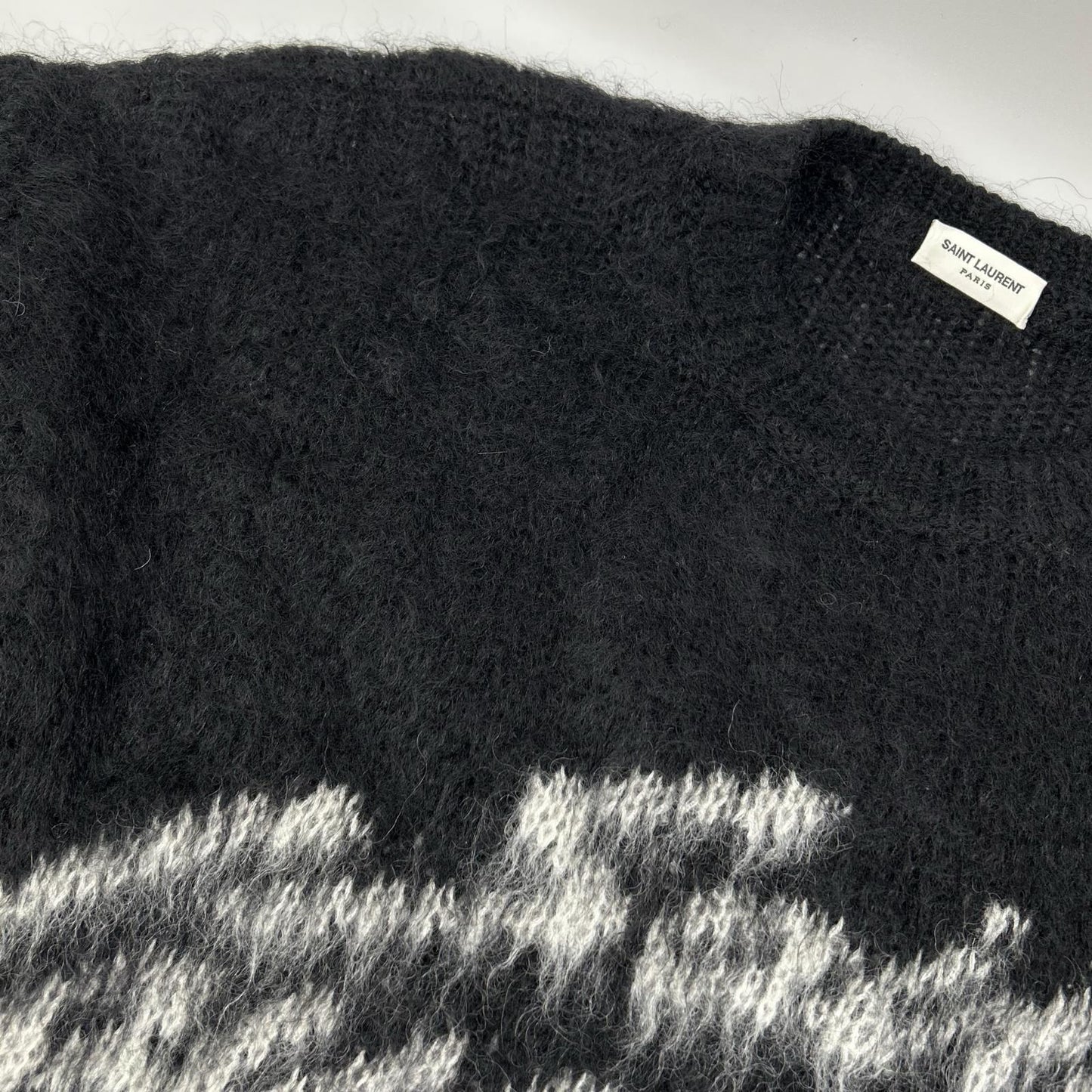 SAINT LAURENT PARIS サンローランパリ 712176 Y75SQ ブラック ロゴ モヘアニットセーター トップス