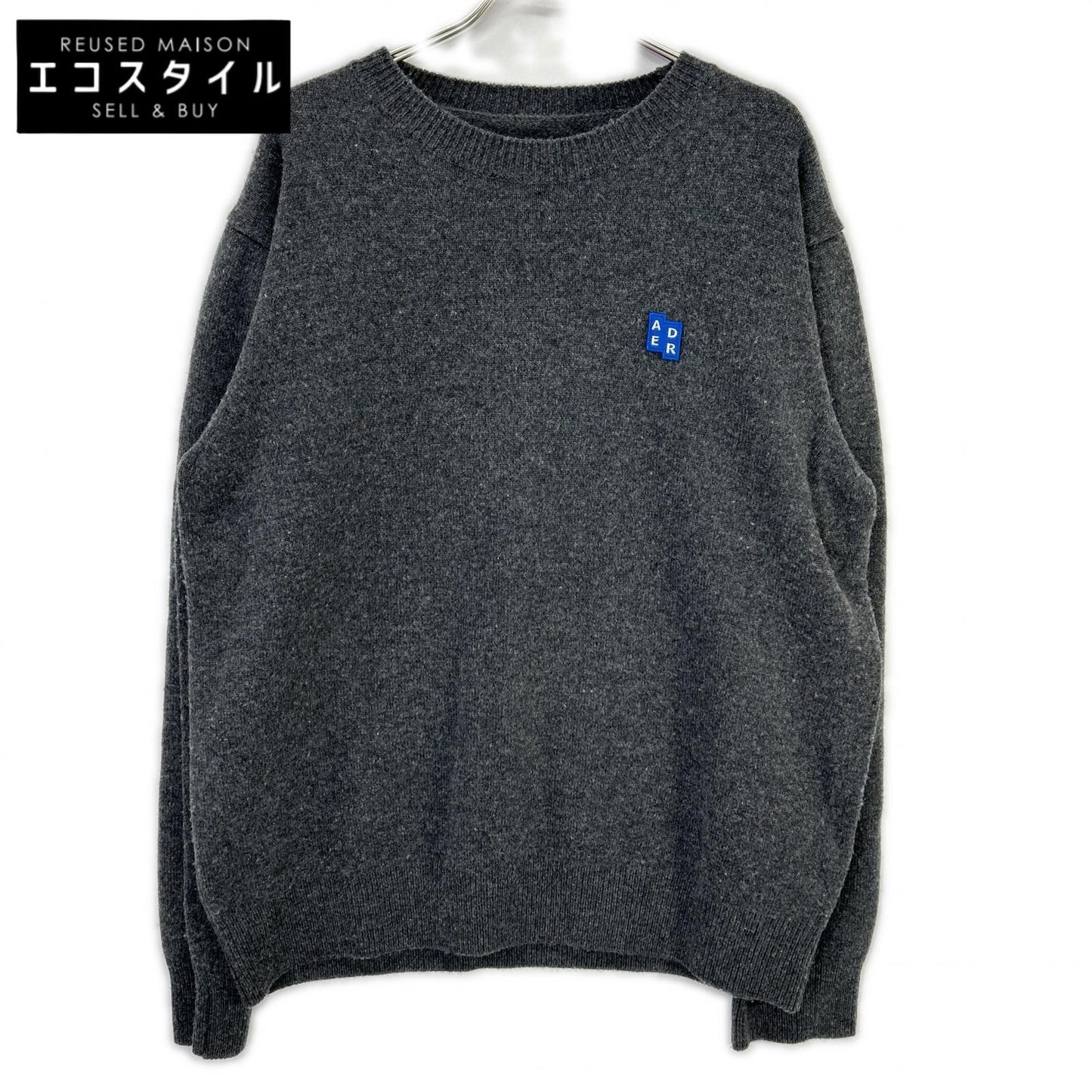 ADER error アーダーエラー BMSGFYKT0101CC ダークグレー シグネチャーロゴ クルーネックニット トップス