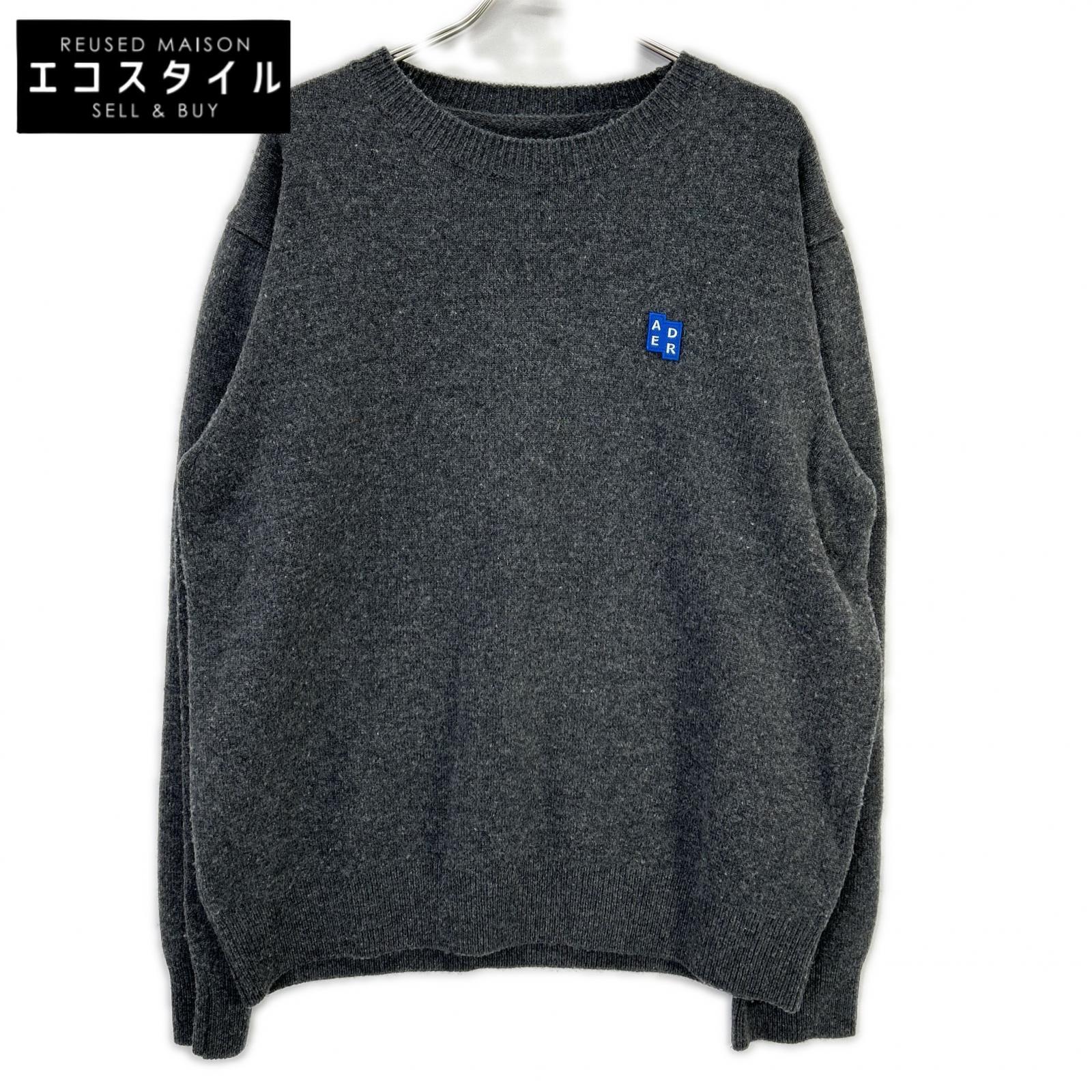 ADER error アーダーエラー BMSGFYKT0101CC ダークグレー シグネチャーロゴ クルーネックニット トップス