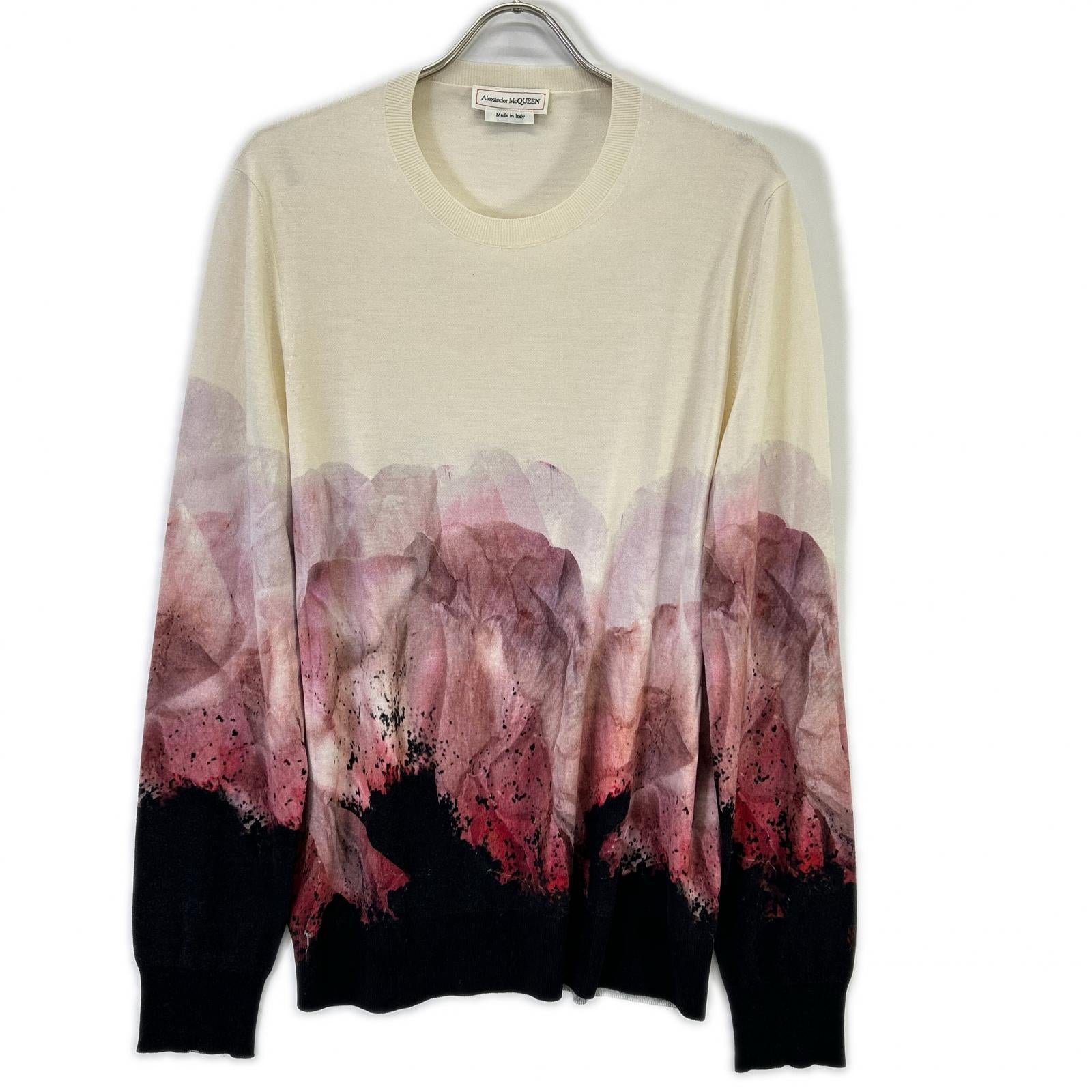 Alexander McQueen アレキサンダーマックイーン 684305 アイボリー アネモネ プリント 長袖ニット トップス