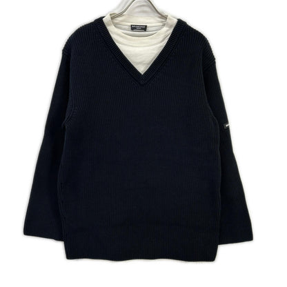 BALENCIAGA バレンシアガ 678555 T3218 ブラック×ホワイト Tシャツレイヤード ニット トップス