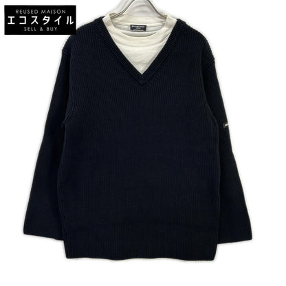BALENCIAGA バレンシアガ 678555 T3218 ブラック×ホワイト Tシャツレイヤード ニット トップス
