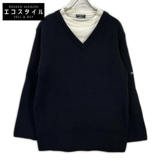 BALENCIAGA バレンシアガ 678555 T3218 ブラック×ホワイト Tシャツレイヤード ニット トップス