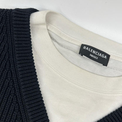 BALENCIAGA バレンシアガ 678555 T3218 ブラック×ホワイト Tシャツレイヤード ニット トップス