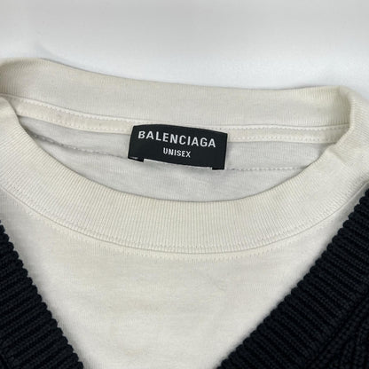 BALENCIAGA バレンシアガ 678555 T3218 ブラック×ホワイト Tシャツレイヤード ニット トップス