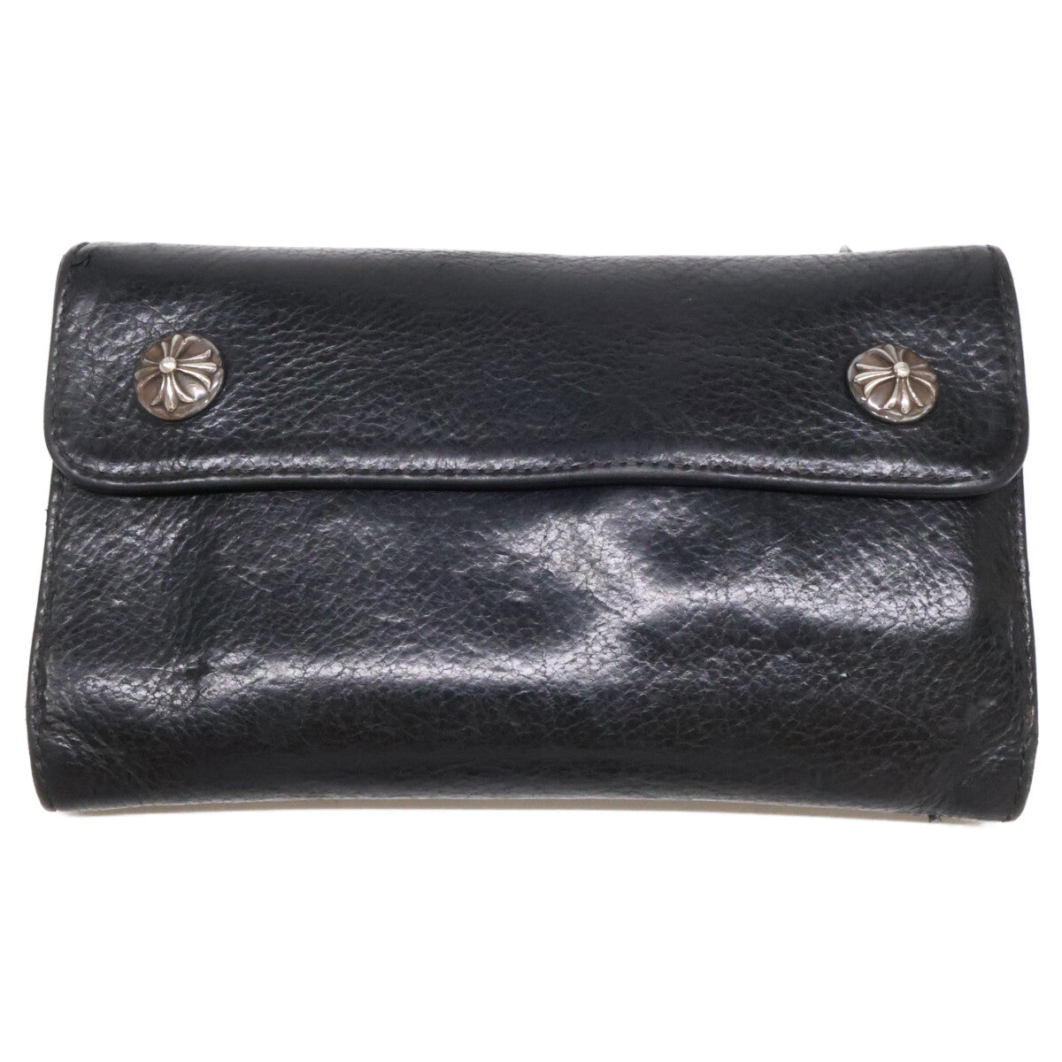 Chrome hearts クロムハーツ クロスボタン ウェーブ ロングウォレット 長財布（小銭入れあり）