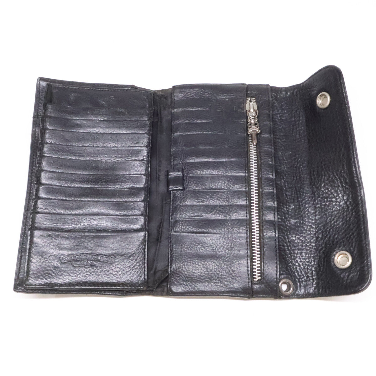 Chrome hearts クロムハーツ クロスボタン ウェーブ ロングウォレット 長財布（小銭入れあり）
