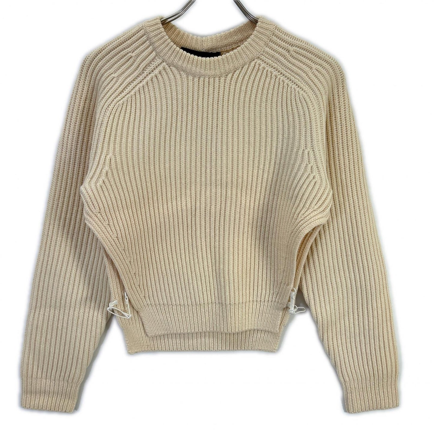 ALEXANDER WANG アレキサンダーワン ホワイト 21-25-0049 リブ編み ウール クルーネックニット トップス
