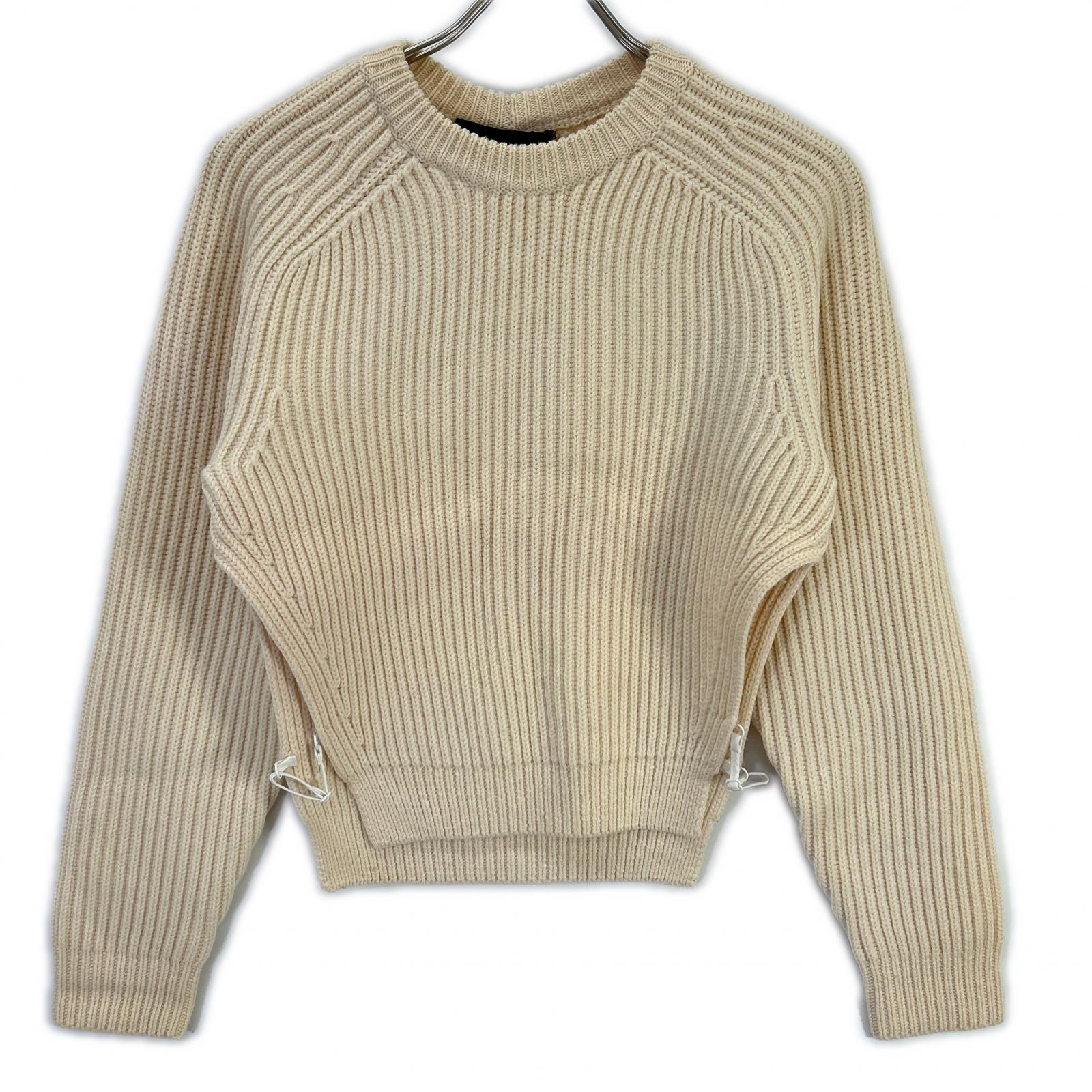 ALEXANDER WANG アレキサンダーワン ホワイト 21-25-0049 リブ編み ウール クルーネックニット トップス