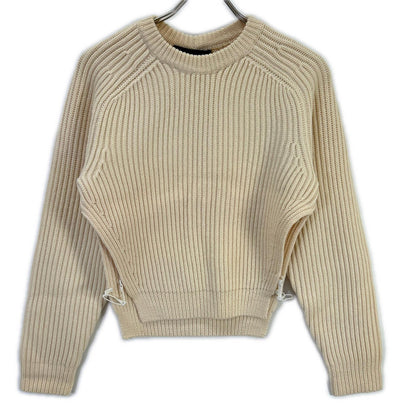 ALEXANDER WANG アレキサンダーワン ホワイト 21-25-0049 リブ編み ウール クルーネックニット トップス