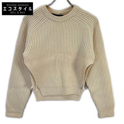 ALEXANDER WANG アレキサンダーワン ホワイト 21-25-0049 リブ編み ウール クルーネックニット トップス