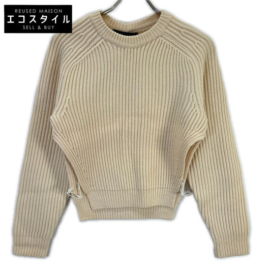 ALEXANDER WANG アレキサンダーワン ホワイト 21-25-0049 リブ編み ウール クルーネックニット トップス
