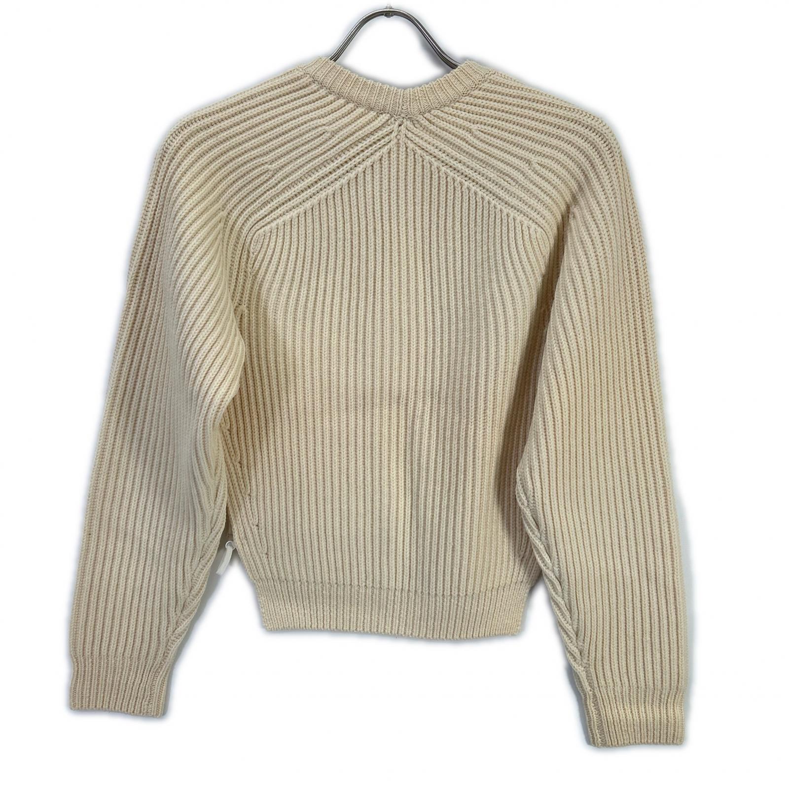 ALEXANDER WANG アレキサンダーワン ホワイト 21-25-0049 リブ編み ウール クルーネックニット トップス