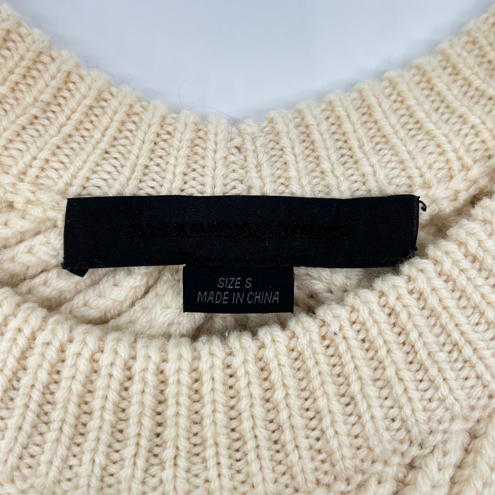 ALEXANDER WANG アレキサンダーワン ホワイト 21-25-0049 リブ編み ウール クルーネックニット トップス
