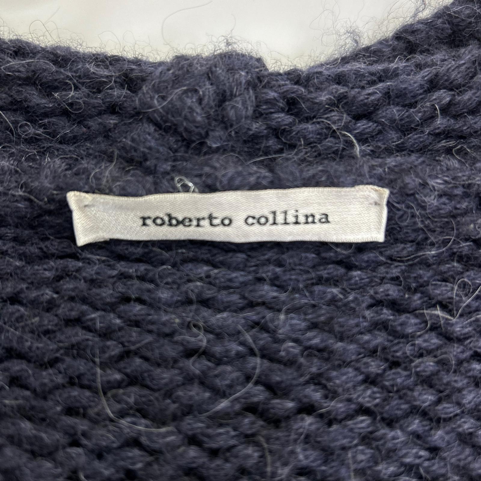 ROBERTO COLLINA ロベルトコリーナ ネイビー アルパカ混 ニットフーディ トップス