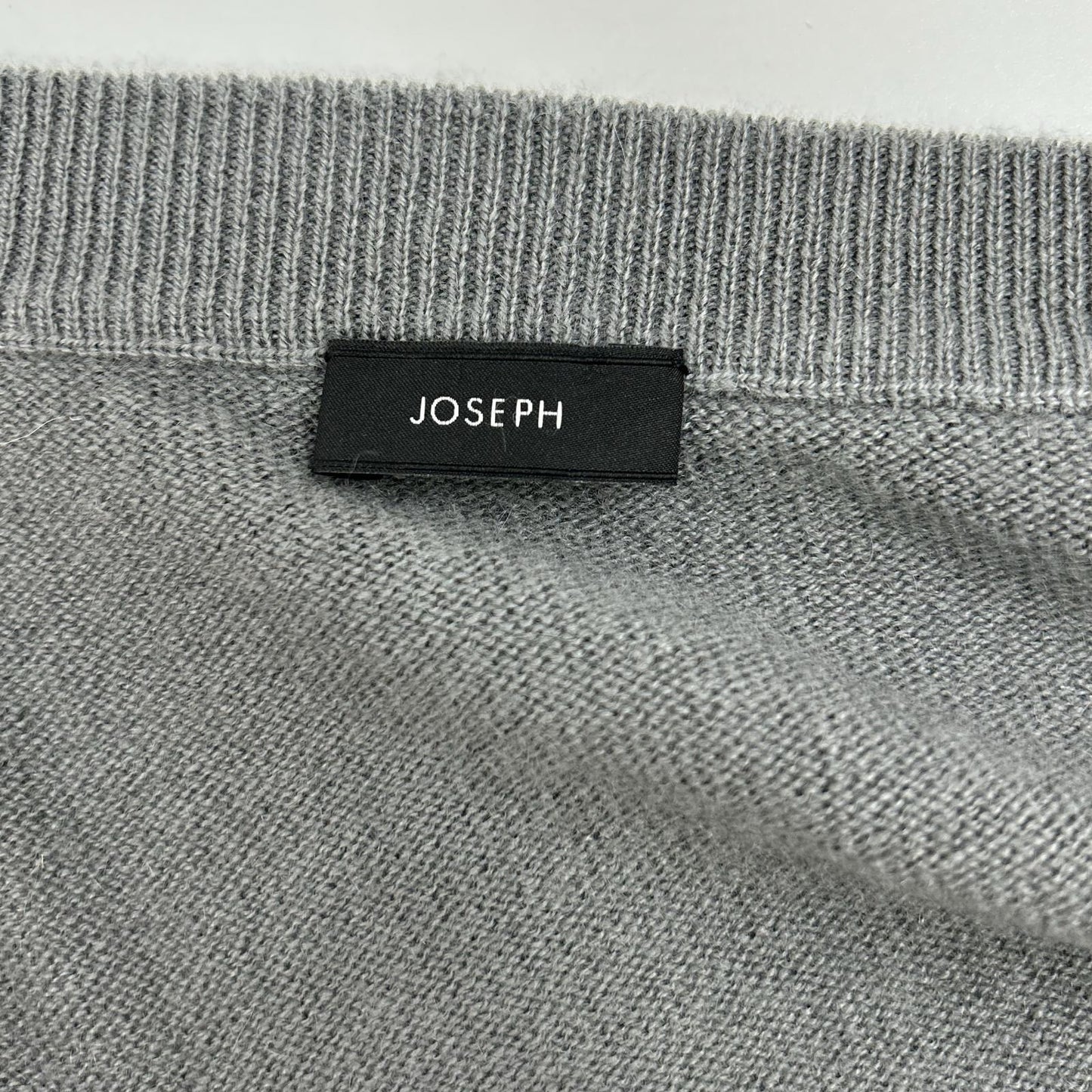 JOSEPH ジョセフ グレー カシミヤ エルボーパッチニットカーディガン トップス