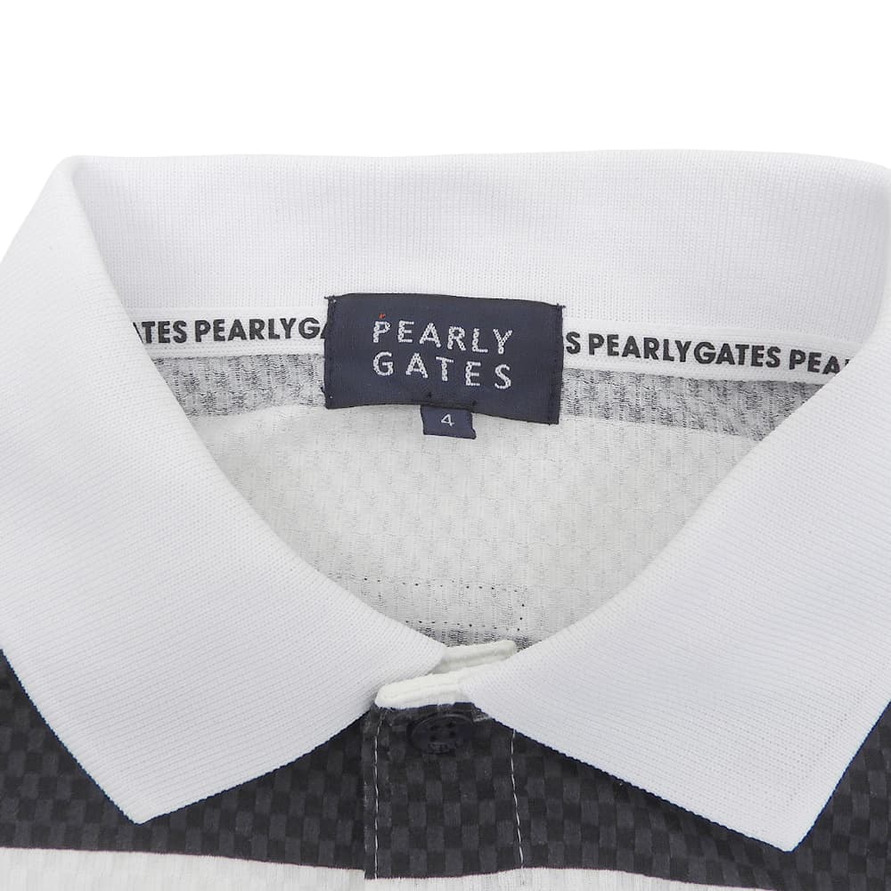 PEARLY GATES パーリーゲイツ トライクール サッカー チェック トップス メンズ ホワイト×ブラック 4 053-3260705 トップス