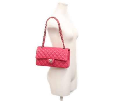 CHANEL シャネル 19番台 A01112 ネオピンク ラム シルバー金具 マトラッセ25 ショルダーバッグ