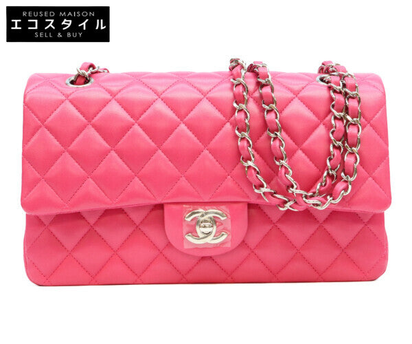 CHANEL シャネル 19番台 A01112 ネオピンク ラム シルバー金具 マトラッセ25 ショルダーバッグ
