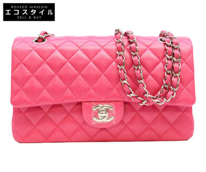 CHANEL シャネル 19番台 A01112 ネオピンク ラム シルバー金具 マトラッセ25 ショルダーバッグ