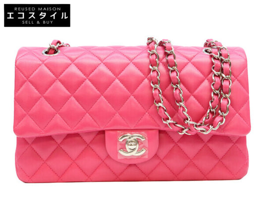 CHANEL シャネル 19番台 A01112 ネオピンク ラム シルバー金具 マトラッセ25 ショルダーバッグ