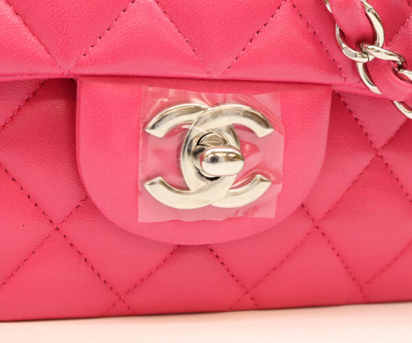 CHANEL シャネル 19番台 A01112 ネオピンク ラム シルバー金具 マトラッセ25 ショルダーバッグ
