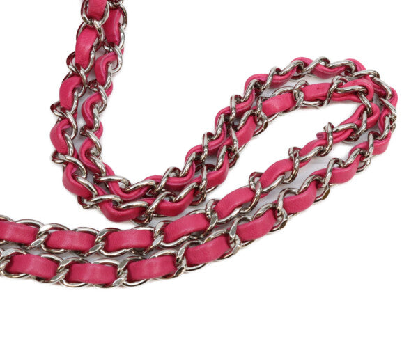 CHANEL シャネル 19番台 A01112 ネオピンク ラム シルバー金具 マトラッセ25 ショルダーバッグ