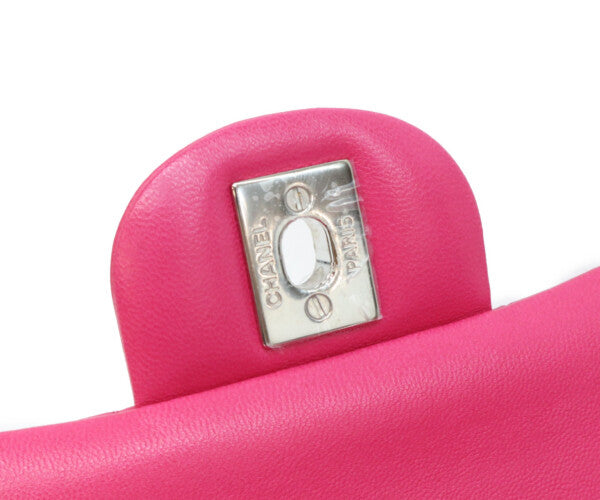 CHANEL シャネル 19番台 A01112 ネオピンク ラム シルバー金具 マトラッセ25 ショルダーバッグ