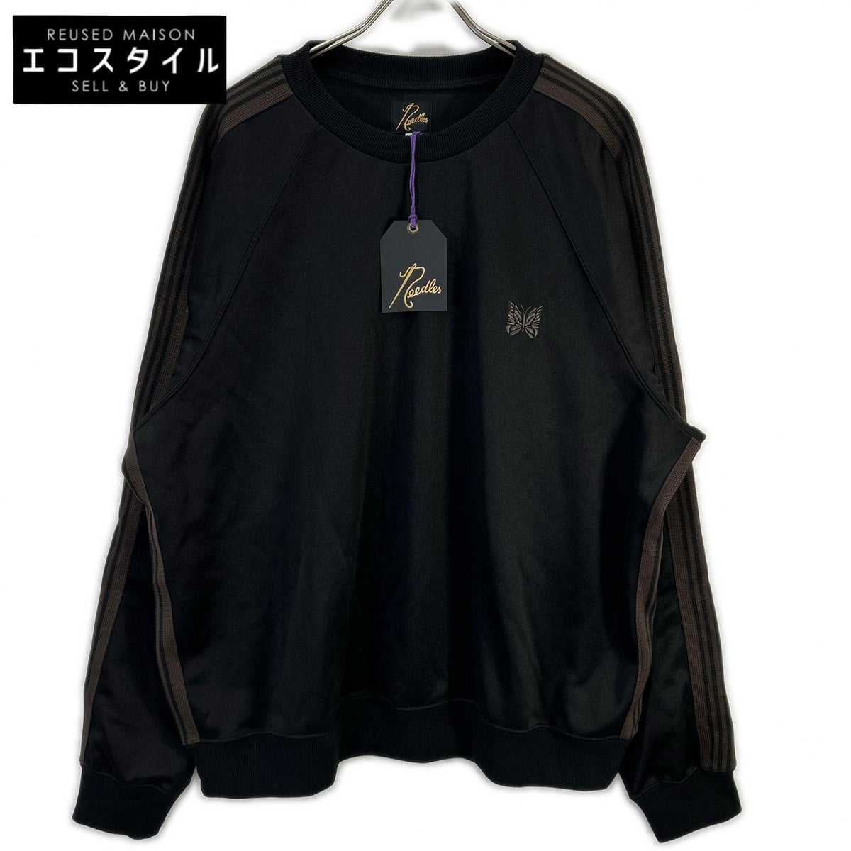 NEPENTHES ネペンテス ブラック/ブラウン PU272 トラック クルーネックシャツ トップス