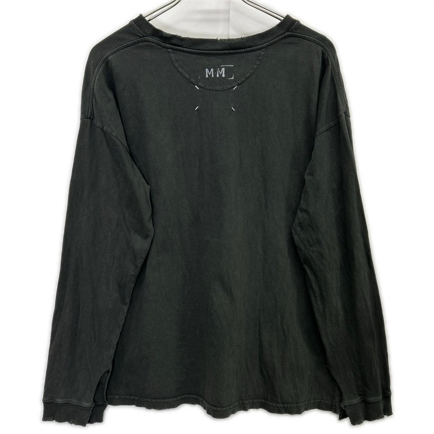 Maison margiela メゾンマルジェラ チャコール S51GC0535 25SS スタンプロゴ ダメージ加工 ロンT トップス