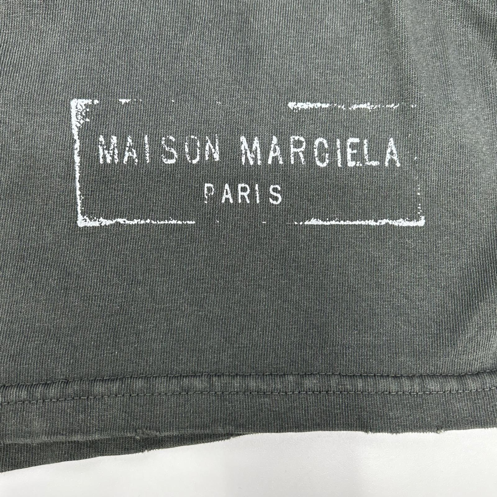 Maison margiela メゾンマルジェラ チャコール S51GC0535 25SS スタンプロゴ ダメージ加工 ロンT トップス