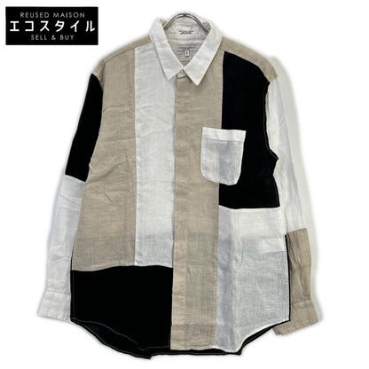 Engineered Garments Engineered Garments color-blocked linen shirt with concealed button placket top