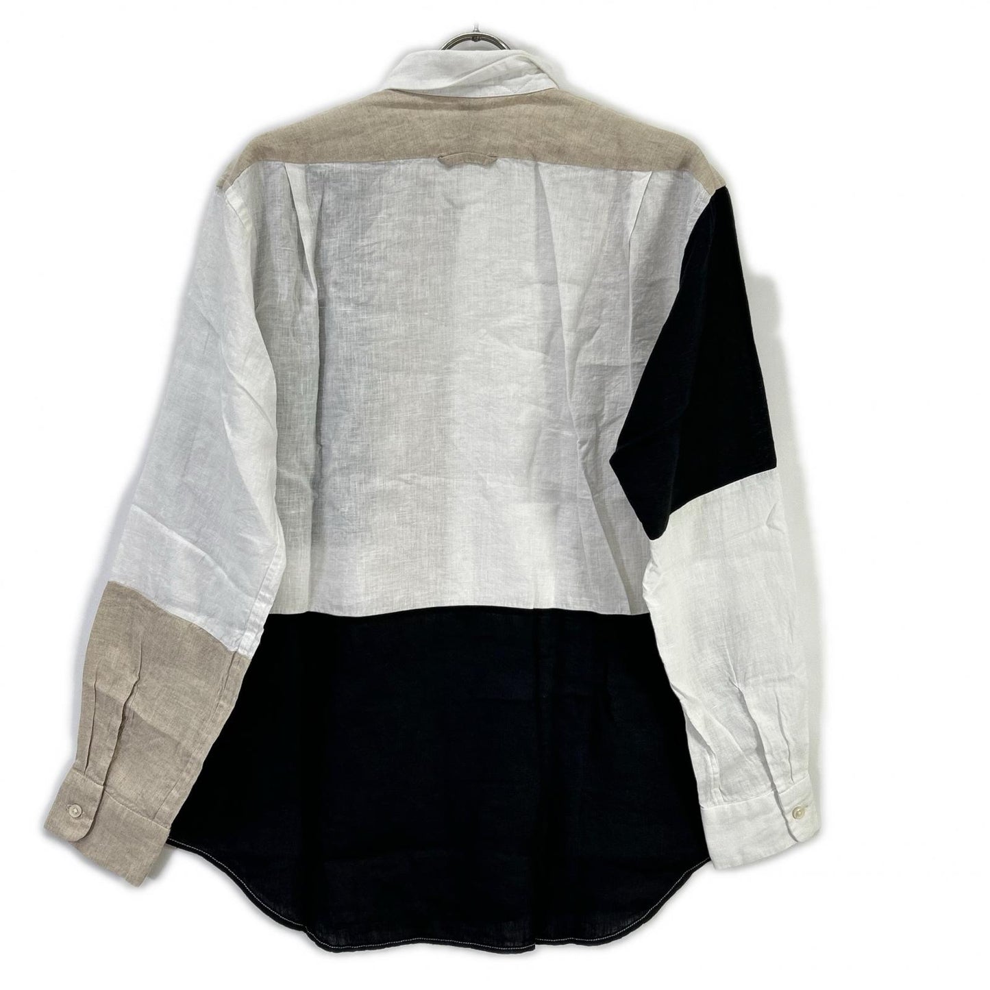 Engineered Garments Engineered Garments color-blocked linen shirt with concealed button placket top