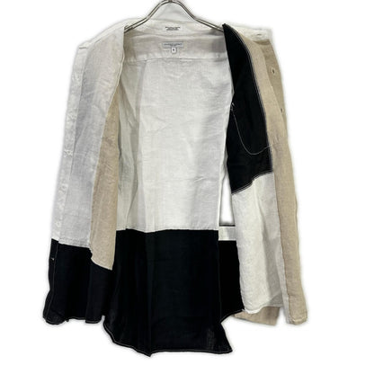 Engineered Garments Engineered Garments color-blocked linen shirt with concealed button placket top