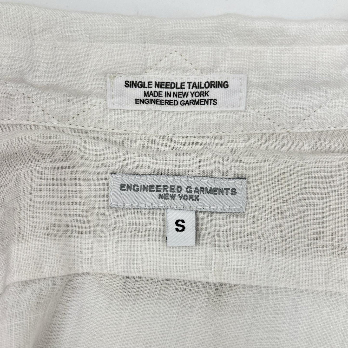 Engineered Garments Engineered Garments color-blocked linen shirt with concealed button placket top