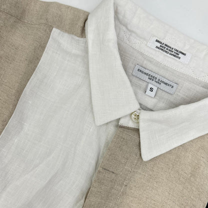 Engineered Garments Engineered Garments color-blocked linen shirt with concealed button placket top