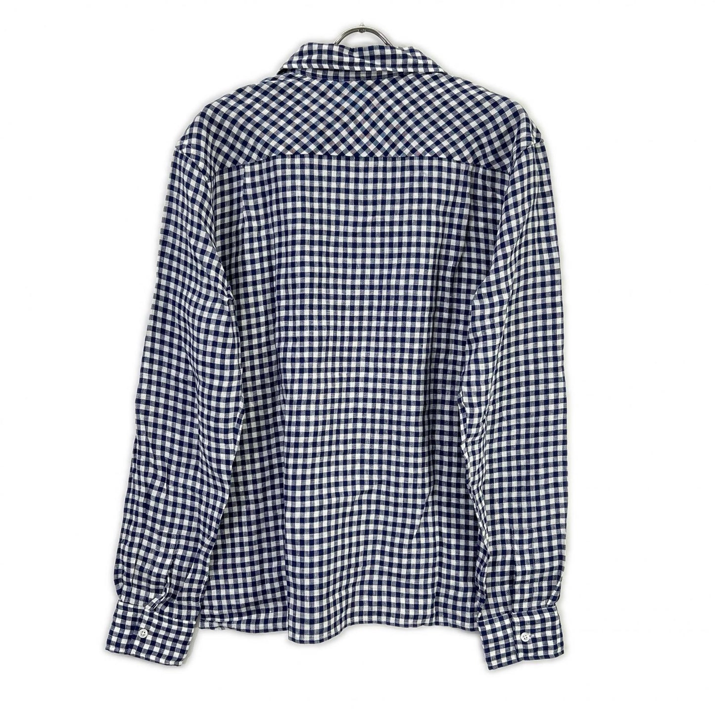 Drakes ドレイクス ブルー ギンガムチェック リネン100% LS CAMP COLLAR SHIRT トップス