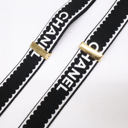 CHANEL シャネル レザー x ファブリック サスペンダー ベルト