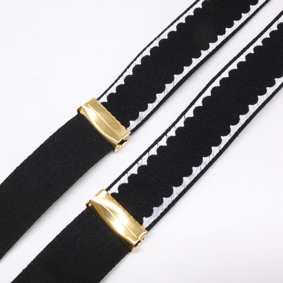 CHANEL シャネル レザー x ファブリック サスペンダー ベルト