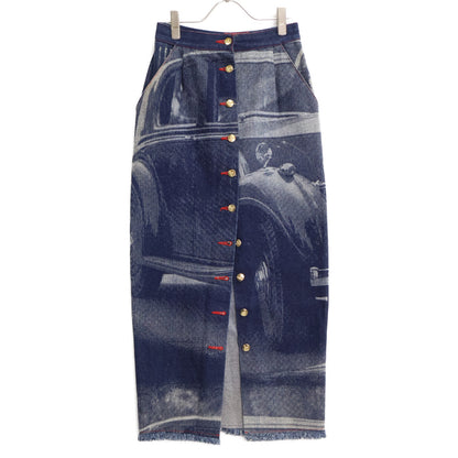 VivienneWestwood ヴィヴィアンウエストウッド オールウェイズオンカメラコレクション92/93　90s　ロールスロイス転写プリント フロントボタン デニム ロング スカート