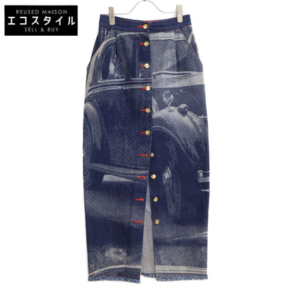 VivienneWestwood ヴィヴィアンウエストウッド オールウェイズオンカメラコレクション92/93　90s　ロールスロイス転写プリント フロントボタン デニム ロング スカート